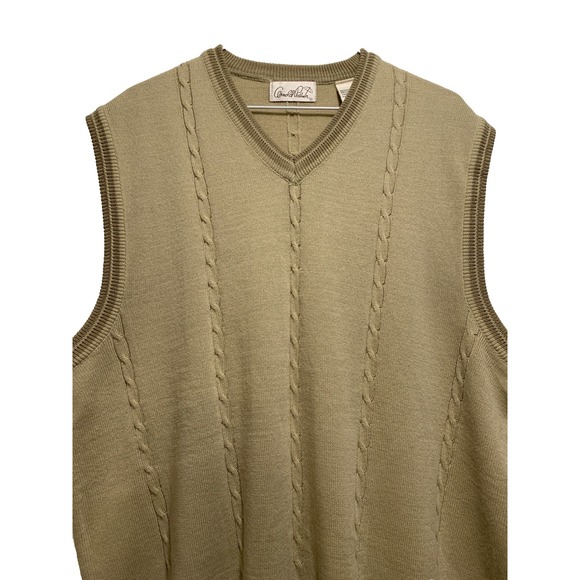Vintage Arnold Palmer Sweater Vest Men's XL Beige Golf Grandpa Core Retro - Picture 3 of 10